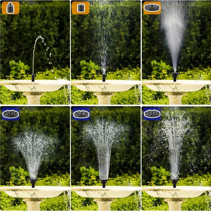 JimysCo Solar Bird Bath Fountain Pump, 2025 Upgrade 2.5W Solar Fountain with 6 Nozzle, Standing Floating Powered Water Pump for Bird Bath, Garden, Pond, Pool, Outdoor - Image 5